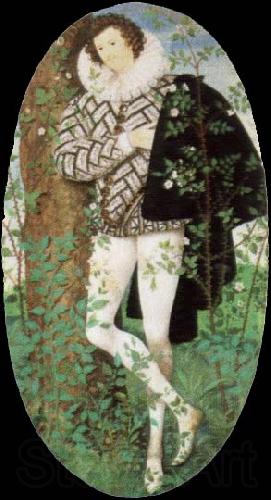 Nicholas Hilliard a youth among roses Norge oil painting art